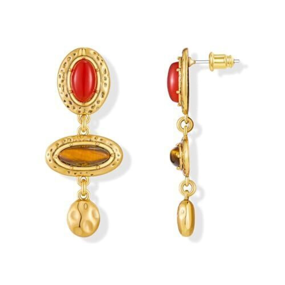 9350 Vintage Gold Dangle Earrings Antique Gold Metal Settings